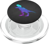 Dinosaure bleu sarcelle, violet, amoureux de la faune sur un noir PopSockets PopGrip pour MagSafe