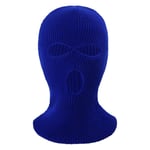 Vinter Helansikte Mask Tre-håls Balaclava Stickad Hatt Hals Damask - Safir