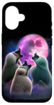 Coque pour iPhone 16 3 babouins hurlant à la lune drôle Baboon Singe Lover