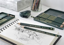 Faber-Castell 5 Piece Quality Castell 9000 Jumbo Graphite Pencils in a Tin, HB,