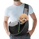 Pawaboo Sac de Transport Bandoulière Réglable pour Animal de Compagnie, Sac à Bandoulière Mains Libres avec Boucle en D, Sac à Dos en Maille Respirant pour Chiens avec Poche Supplémentaire, M - Noir