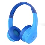 Motorola Moto JR300 Casque Bluetooth pour enfants avec micro – Casque léger pour enfants, limiteur de volume 85 dB, répartiteur audio pour le partage – Idéal pour l'école, les voyages, les jeux – Bleu