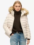 Superdry Fuji Faux Fur Hooded Padded Jacket, Rainy Day Grey