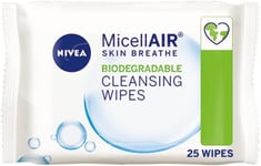 NIVEA MicellAIR SKIN BREATHE Biodegradable Make-Up Remover Wipes (25 Sheets), M