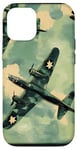 Coque pour iPhone 12/12 Pro Bombardier B-17G Green Pop Art Tropical B-17 Flying Fortress de la Seconde Guerre mondiale