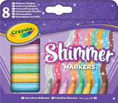 CRAYOLA Shimmer Markers (Pack of 8) | Eight Different Shimmering Tones Perfect for Home or School Art Projects | Colouring Pens & Markers | Ages 3+