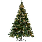 Beliani - Sapin de Noël Artificiel 210 cm Imitation Idéale avec Lumières led Intégrées et Fausse Neige Branches Facilement Ajustables Beau et Pratique