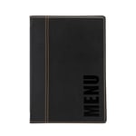 SECURIT - Porte-Menu Trendy Line - 1 Insert Fixe Double Face = 4 Pages A5 - Possibilité d'Ajouter des Inserts - Pour Café, Bar, Restaurant - Similicuir PU - Coloris Noir