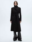 Mango Sirenita Belted Wool Blend Coat, Black