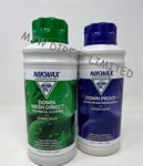 Nikwax Down Wash Direct & Down Proof 1 LITRE Twin Pack FOR DOWN FILLED GILETS