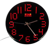 STAB HIGH PARTS Horloge Murale Ronde JB-231 avec LED Rouge – Lecture Facile et complète avec Chiffres Lumineux de Grande Taille - Adaptée à Tous Les environnements y Compris pour malvoyants