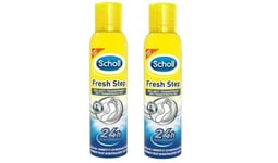 2 X Scholl Fresh Step 24 Hour Antiperspirant Deo Foot Spray 150ml