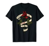 Every Rose Has Its Thorn Tattoo Stamp Rose And Scroll Design T-Shirt