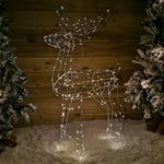 1.14m Outdoor Light Up Reindeer Christmas Decoration with Twinkling Warm White LEDs