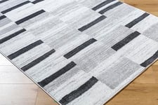 Livabliss Mileto Geometric Rug - Scandi Area Rugs Living Room 120x170 cm, Dining, Kitchen - Neutral, Aztec Abstract Rugs - Boho Rug Style, Easy Care Pile - Large Rug Black Grey, White Rug