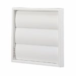 White Square Air Vent Extractor, Wall Gravity Flap Terminal Duct Grille 100mm