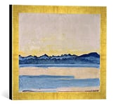 Kunst für Alle 'Encadré Image de Ferdinand Hodler Lac Léman avec Mont-Blanc Avant Lever du Soleil, Impression d'art dans Le Cadre de Haute qualité Photos Fait Main, 40 x 30 cm, Doré Raya