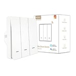 MOES ZigBee Smart Wall Light Switch No Neutral Wire Required, No Capacitor Needed, Smart Life Tuya Remote Control, Works with Alexa, Google Home, Tuya ZigBee Hub Required, 3 Gang, White