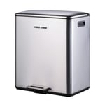 CASA &CASA STAINLESS STEEL MATT 40L (25L+15L) 2 INTERNAL BUCKET FOOT PEDAL BIN 