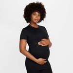 Nike One Maternity T-skjorte med Kort Erme Str. L Dame - Svart, Komfortabel og Stilig Treningsklær for Gravide