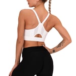 QIANZI High Impact Sports Bras for Women Workout Sports Bra Running Yoga Gym Fitness Activewear Shockproof Bra Women Bra Removable Padded Workout Crop Tank Top White-S