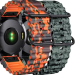 Pack 2x Bracelets Ocean Waves Pour Garmin Fenix 7 Pro Sapphire Solar Vert Camouflage Et Orange Militaire