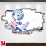 REM RE ZERO ANIME Wall Sticker Decal Vinyl Art A4