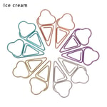 10pcs/bag Paper Clips Binder Clip Bookmark Ice Cream