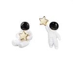 Senoow Cute Starry Sky Space Star Asymmetrical Astronaut S-Mall Stud Earrings for Women