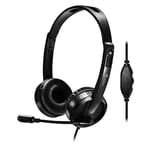 Casque avec micro HEDEN Casque micro filaire double jack 3.5mm micro pivotant arceau réglable Noir