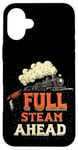 iPhone 16 Plus Cool Railroad with Full Steam Ahead Saying Costume Case