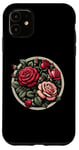 Coque pour iPhone 11 Rose florale botanique, style bohème minimaliste, roses d'amour