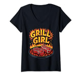 Womens Grill Girl BBQ Women Grilling Master Outdoor Cooking Party V-Neck T-Shirt