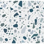 Carrelage sol / mur terrazzo multicouleur 18,6x18,6 cm CONFETTI BIANCO PETROLIO (vendu par boite de 0.45m2)