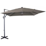 Parasol déporté en aluminium 2.7 m avec leds Gris et taupe