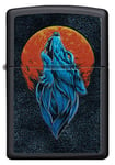 ZIPPO Briquet tempête Wolf Howling The Moon - Texture Print, Black Mat, Rechargeable dans Un Coffret Cadeau de Haute qualité