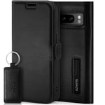 SURAZO Slim Magnet Handyhülle für Google Pixel 8 Pro Hülle Leder – Klappbar Echtleder Schutzhülle [mit Kartenfach, RFID Schutz, Keyring] Klapphülle Wallet Case Cover Lederhülle (Schwarz)