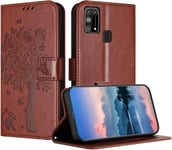 Coque Pour Samsung Galaxy M31s, Coque Portefeuille Housse Cuir Avec Porte Cartes Et Bequille Fermeture Magnetique Etui Pour Samsung M31s - Marron