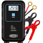 Ring Automotive RSC908-8A Smart Car Battery Charger, 12V & 24V Battery Maintainer - 9 Stage Charger for AGM, Leisure, Lithium, HGV, Car and Van Batteries, BLACK