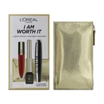 L'Oreal Collagene 24H Volume Black Mascara & Eyeliner Red Lipstick Set