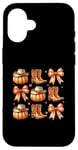 Coque pour iPhone 16 Bottes citrouille Western Autumn Vibes Cozy Season Automne