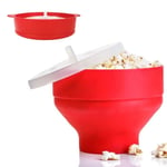 Hoppabarns Silikon Popcorn Skål - Mikrovågsugnssäker Popcorn Maker - Röd BPA-Fri Micro Skål