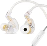 Tangzu Wan'Er S.G Hifi ¿¿couteurs Intra-Auriculaires Hifi 10 Mm Avec Membrane En Pet Et Forme Ergonomique, Cable Tress¿¿ Ofc ¿¿ 2 Broches Amovible Pour Musiciens Dj Sc¿¿ne (Blanc, Avec Microphone)