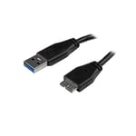 StarTech.com Câble SuperSpeed USB 3.0 slim A vers Micro B de 15 cm - Mâle / Mâle - Noir - 0,15 m - USB A - Micro-USB B - 3.2 Gen 1 (3.1 Gen 1) - Male