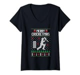 Womens Merry Cricketmas Ugly Christmas design for cricket game love V-Neck T-Shirt