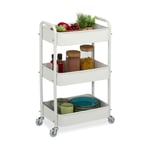 Relaxdays Desserte de cuisine, 3 niveaux, chariot, HLP : 71,5 x 43,5 x 29,5 cm, salle de bain, bureau, blanc