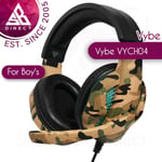 Vybe Camo Design Wired Gaming Headset with LED Light│Adjustable Mic│Desert Brown
