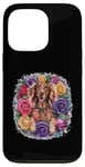 iPhone 13 Pro Cartoon Irish Setter dog with roses Case