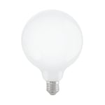 Eglo Lampe LED E27 dimmable, ampoule globe en verre opaque, 7,5 watts (correspond à 60 watts), 806 lumens, blanc chaud, 2700 Kelvin, blanc opale, G125, Ø 12,5 cm