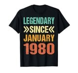 Funny 45th Birthday Born In January Legendary Since Jan 1980 T-Shirt